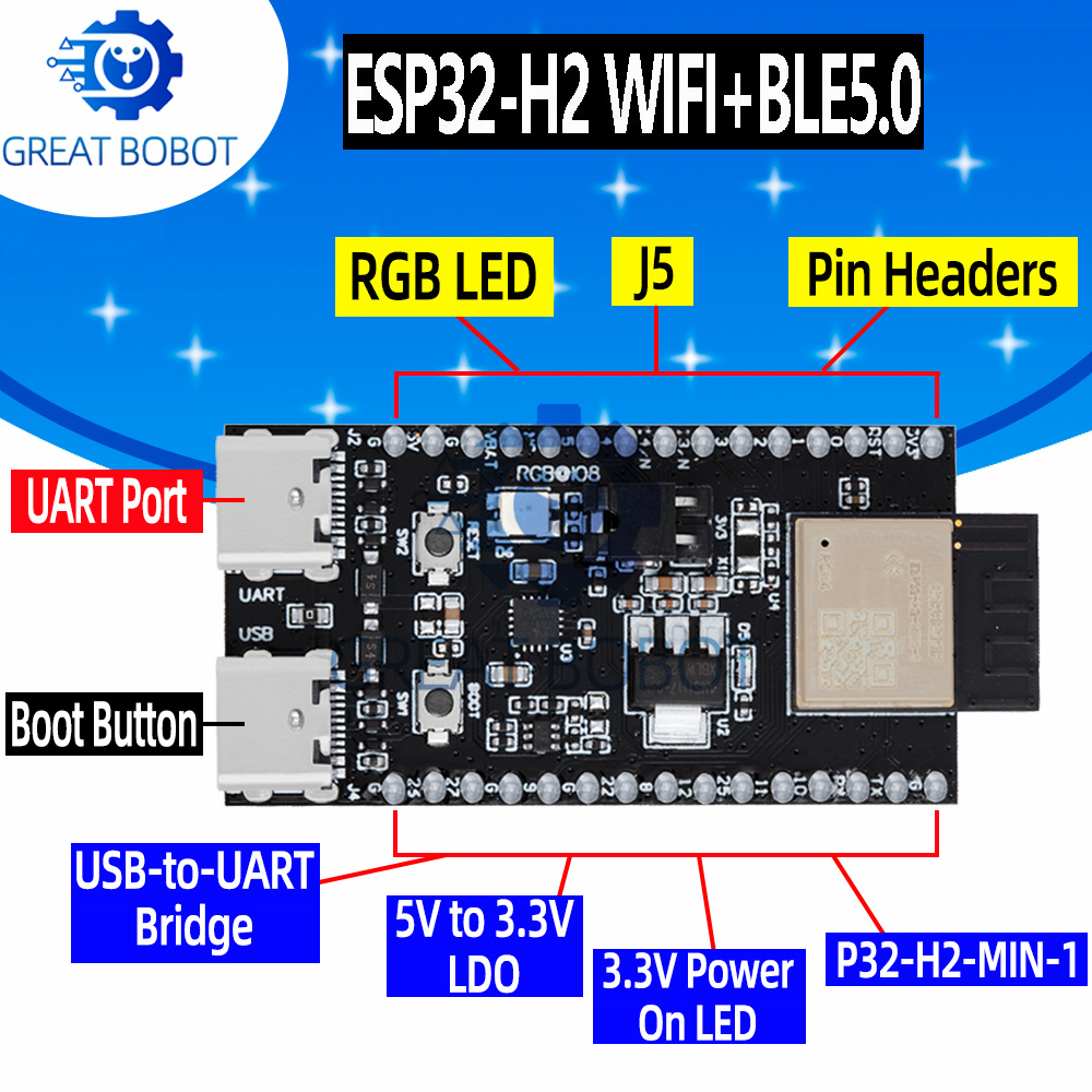 Esp32 H2 - 1 ~ 10 Buah ESP32-H2-DevKitM WiFi
