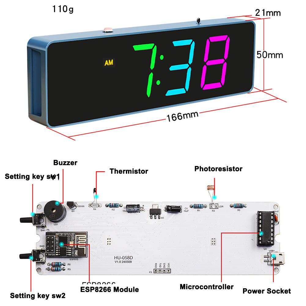 ESP8266 IoT jam WiFi warna-war - Esp8266 ulasan dan harga